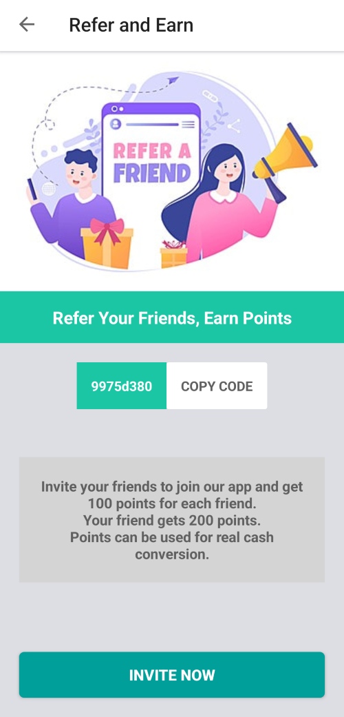 Refer & Earn Screen